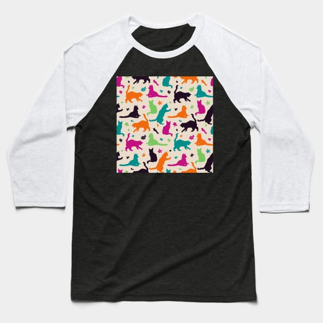 Dark Colors Matisse Cats Baseball T-Shirt by Carolina Díaz